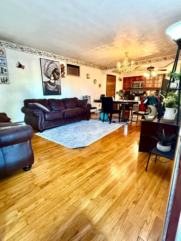a living room with patio furniture