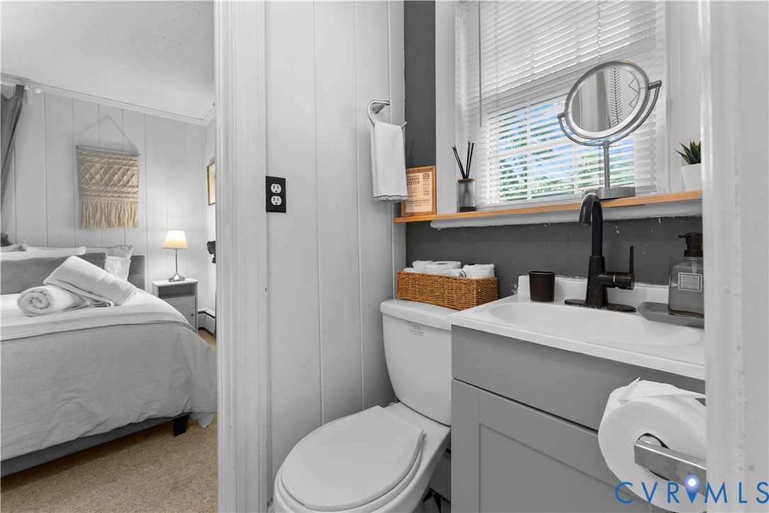 437 Plainview Road Kinsale, VA 22488 - Photo 41 of 63 a bathroom with a sink a toilet and a mirror