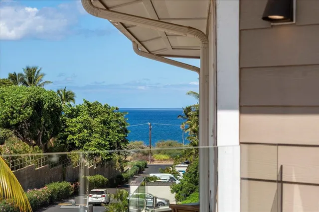 a view of a livingroom with wooden floor and a ceiling fan