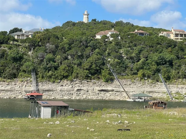 a view of a lake with houses