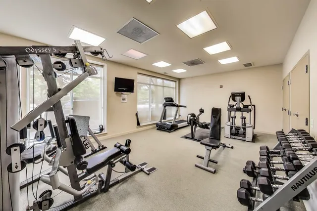 a view of a room with gym equipment