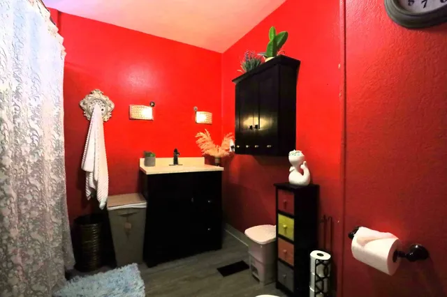 a bathroom with a sink and a toilet