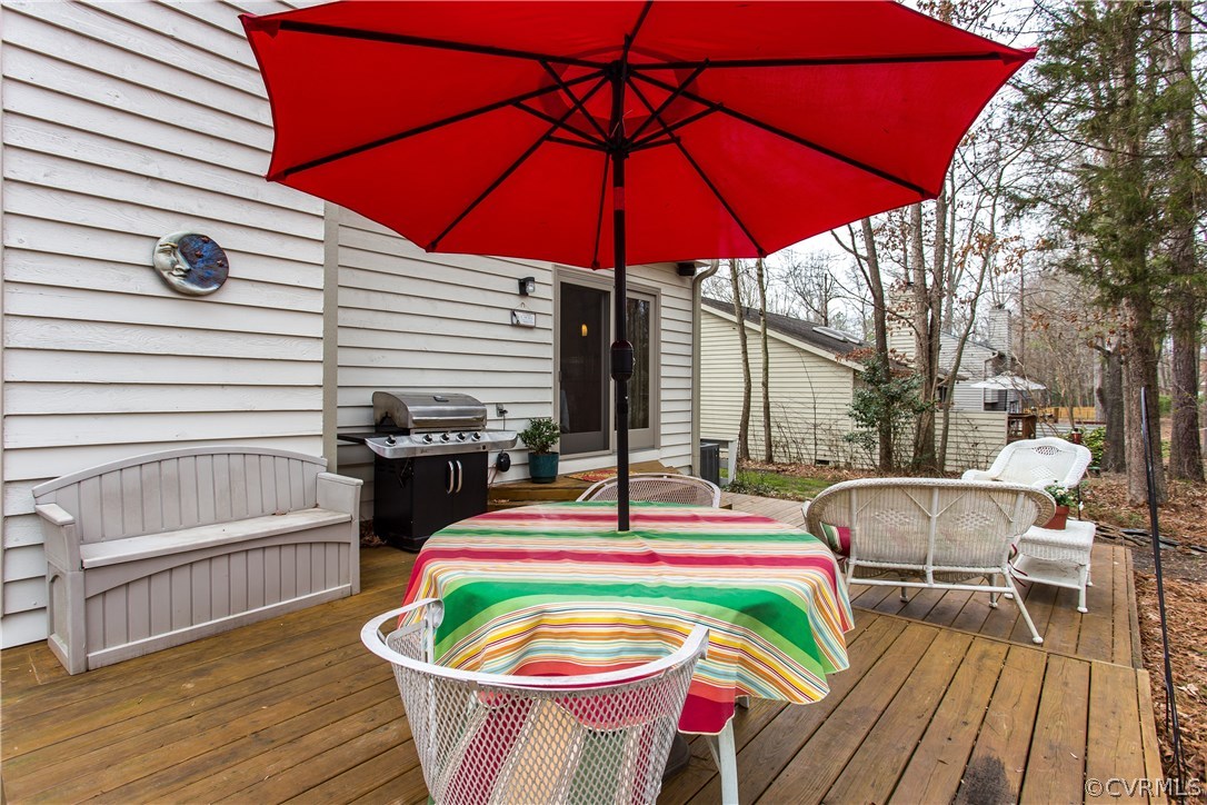 14208 Regatta Pointe Road Midlothian, VA 23112 - Photo 31 of 35 a view of balcony with wooden floor and outdoor seating