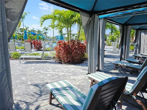 a view of outdoor seating space