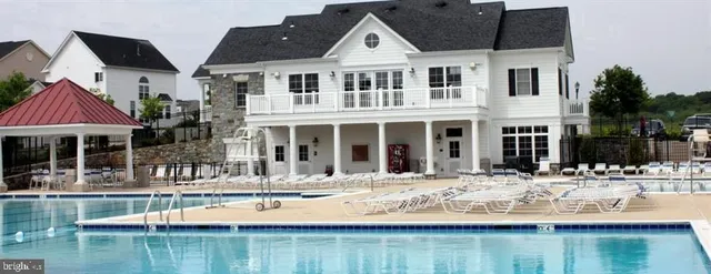 a front view of a building with street