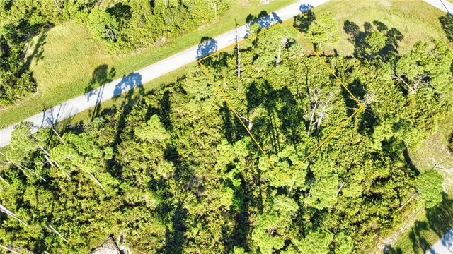 a view of a lush green yard