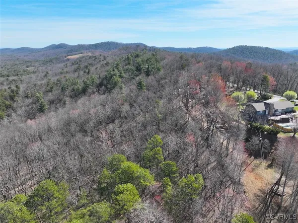 a view of a dry field with trees