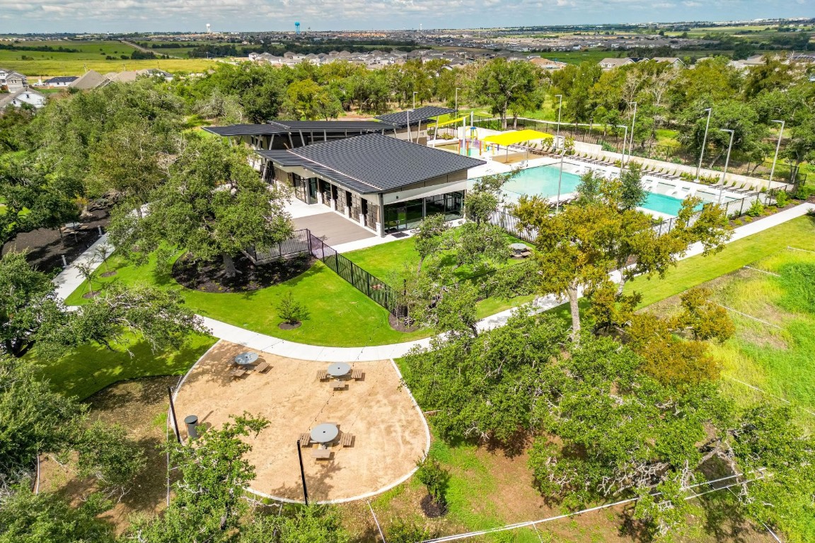 561 Greatest Gift Way Jarrell, TX 76537 - Photo 23 of 32 Aerial view of the Cool Waters amenity center, one of TWO available to the homeowner.