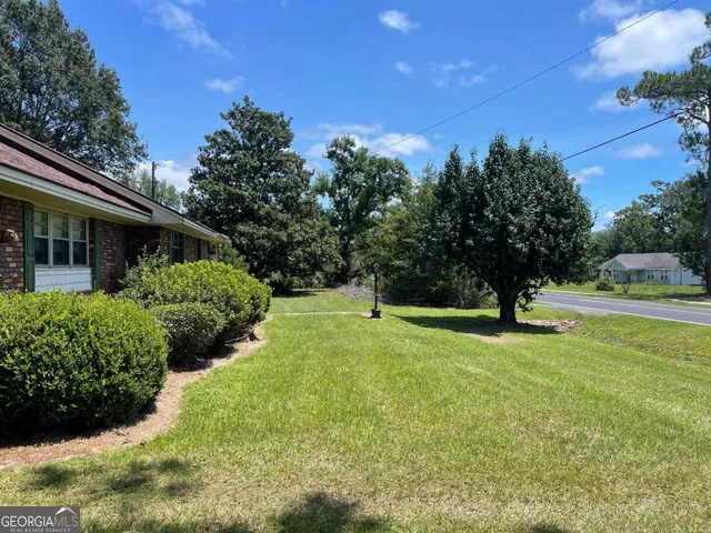 a view of backyard with green space