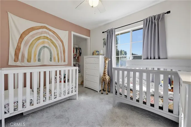 a view of a hallway with windows