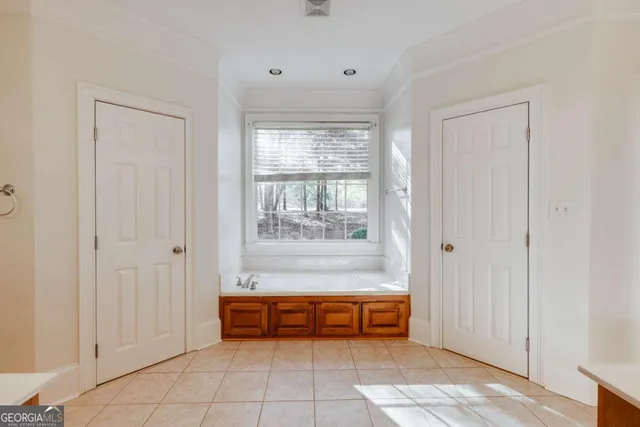 a view of a room with racks on the wall