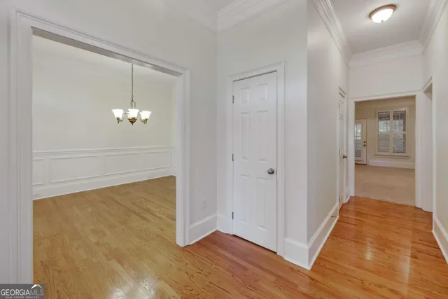 a view of livingroom with hardwood floor and hallway