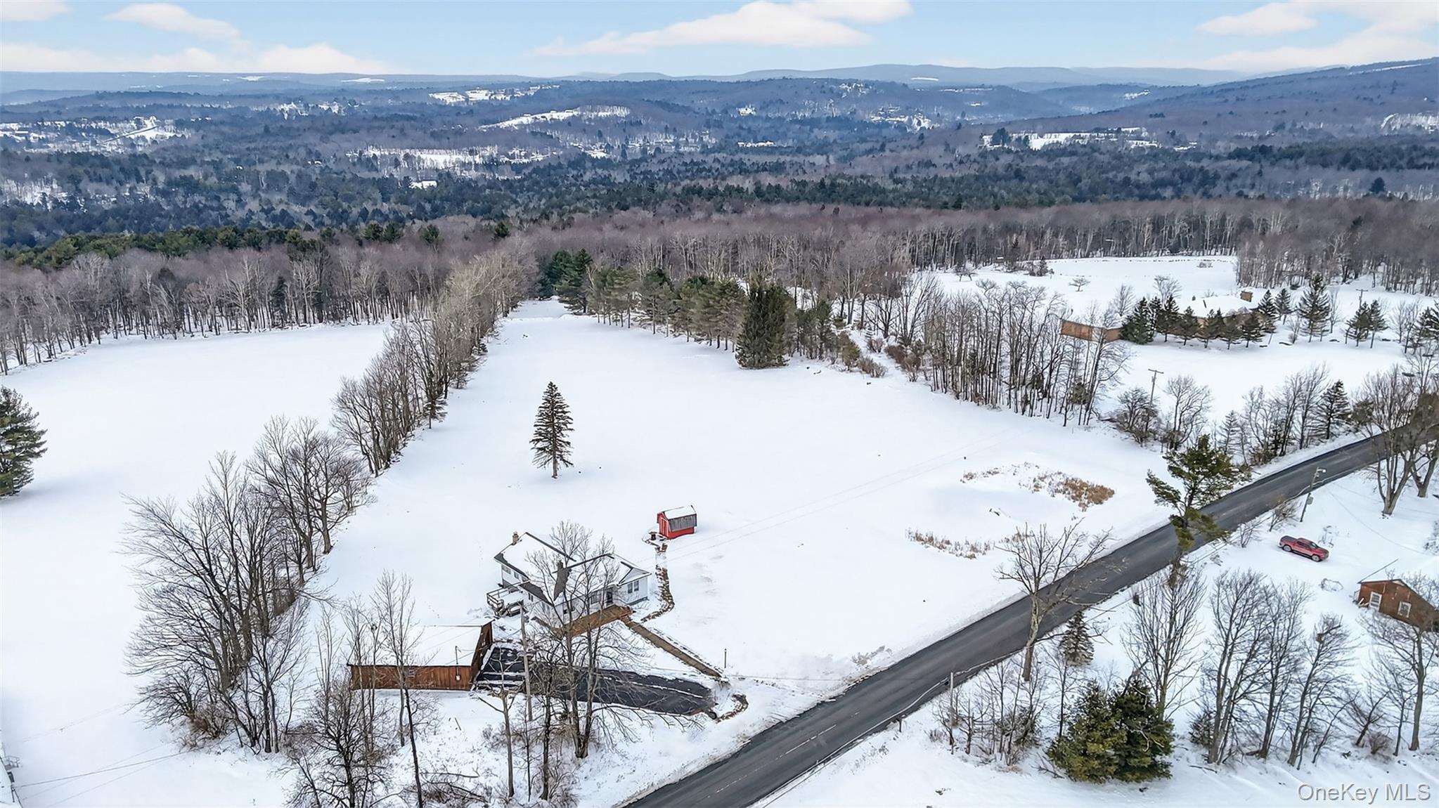 191 Rose Road Woodbourne, NY 12788 - Photo 35 of 47 Snowy aerial view featuring a mountain view
