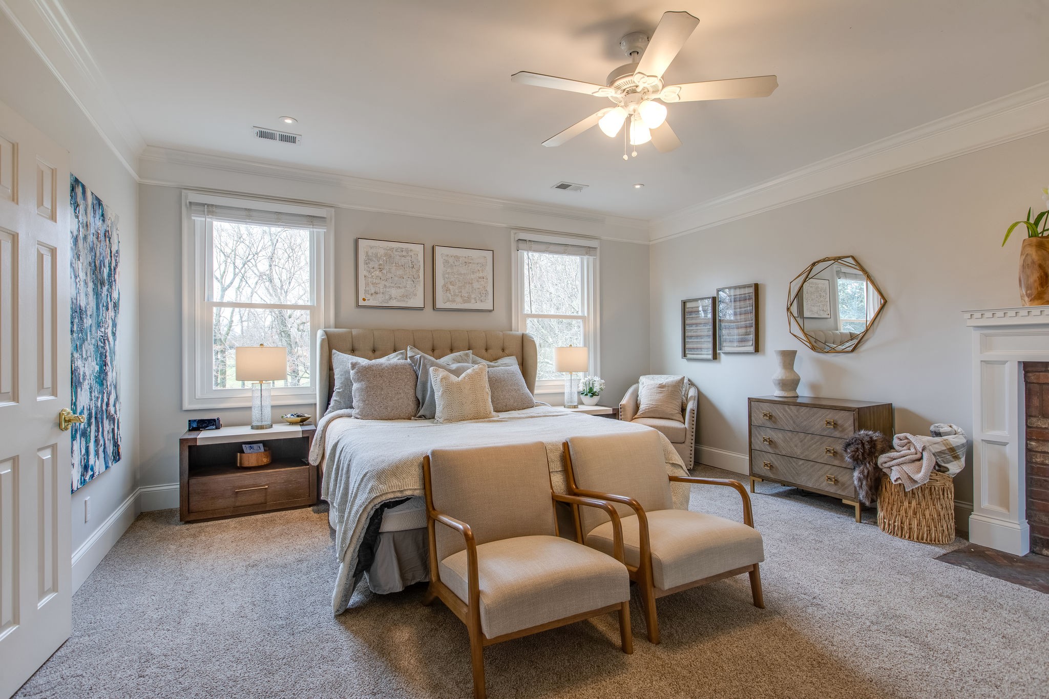 4280 Warren Road Franklin, TN 37067 - Photo 34 of 50 a bedroom with a bed couch chandelier and window