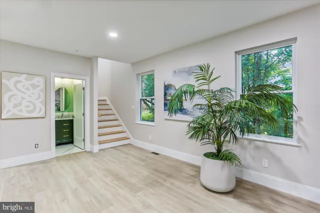 a view of entryway with wooden floor