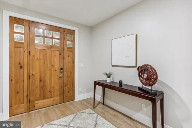 a view of a hallway with elevator