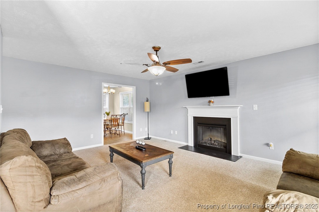 198 Cape Fear Road Raeford, NC 28376 - Photo 5 of 32 a living room with furniture a fireplace and a flat screen tv