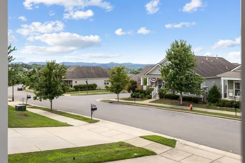 a view of a street with houses
