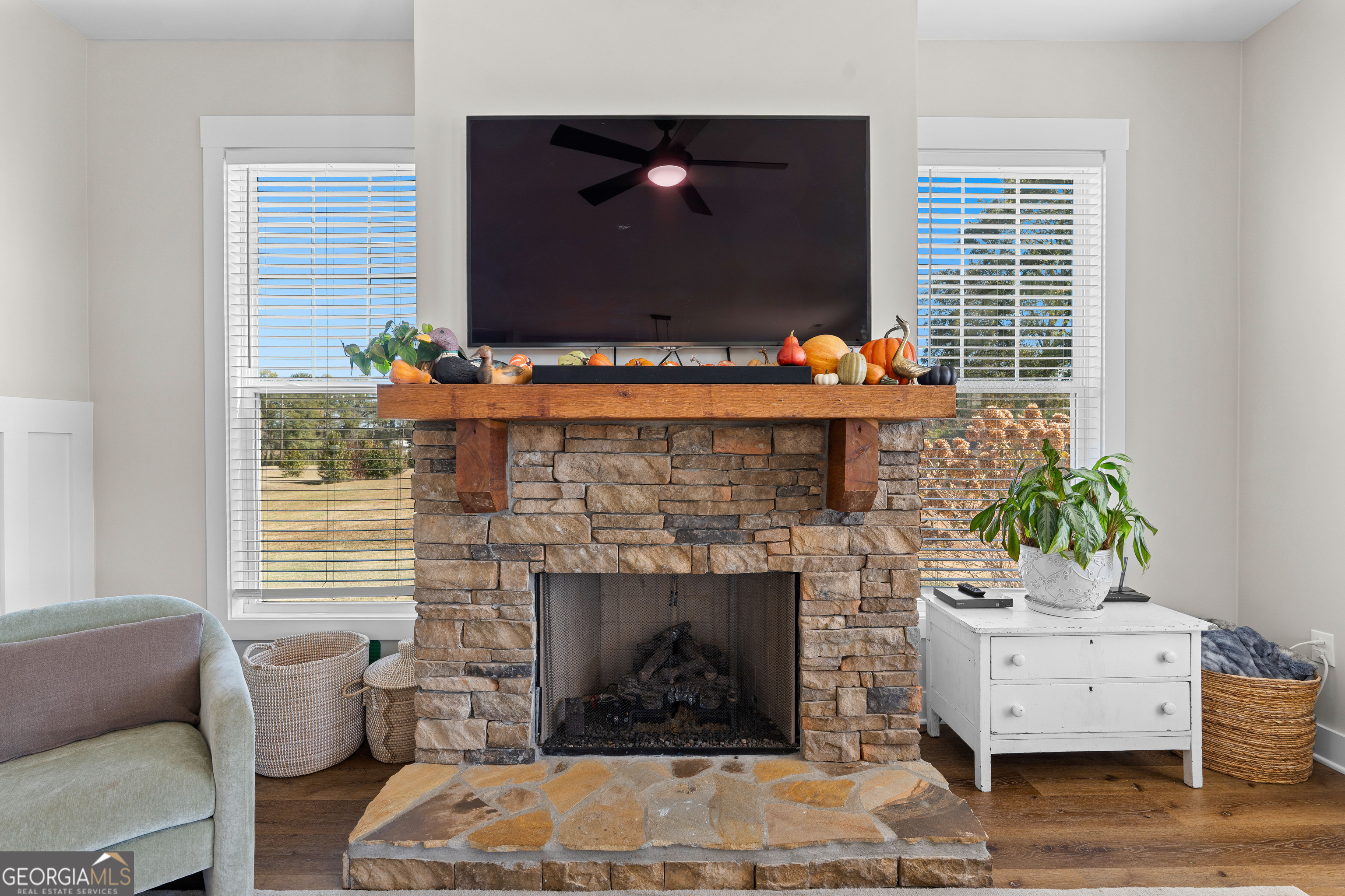 197 Dunn Road Molena, GA 30258 - Photo 14 of 76 a living room with furniture and a fireplace