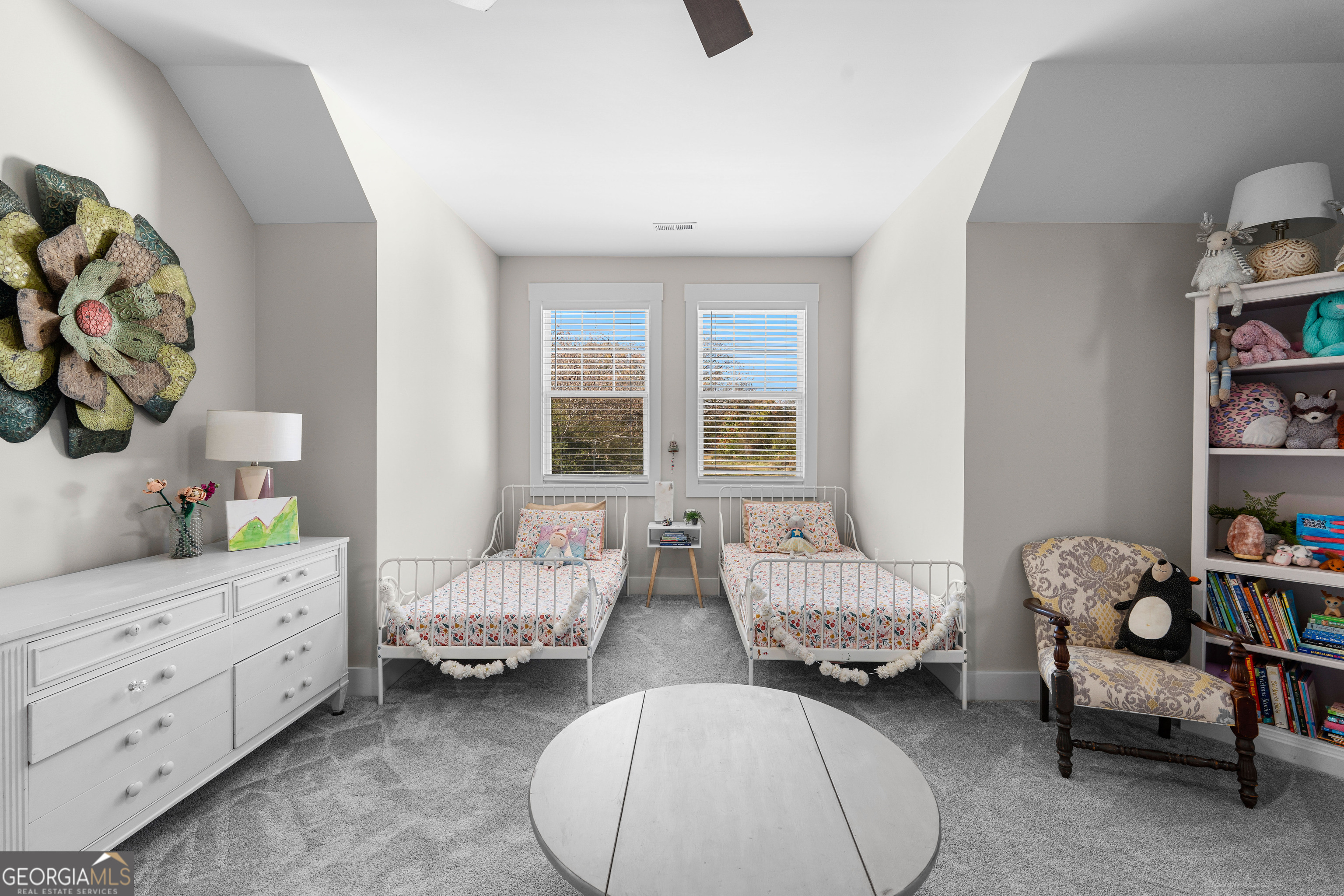 197 Dunn Road Molena, GA 30258 - Photo 49 of 76 a bedroom with two beds and a large window