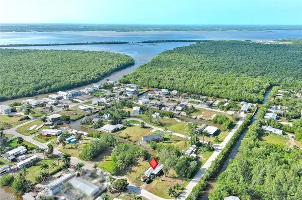a view of a lake with a city