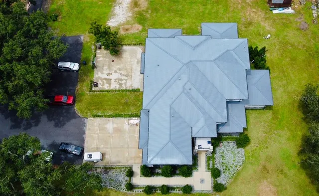 an aerial view of a house