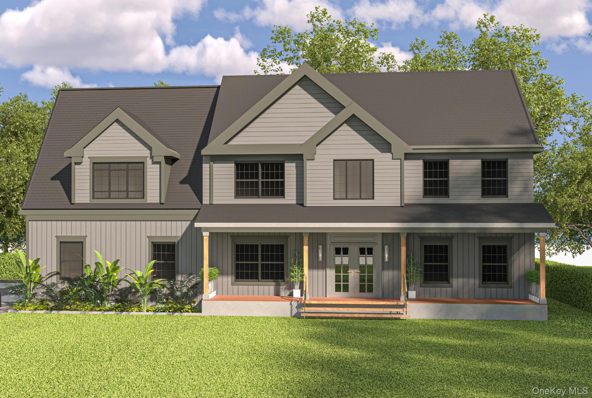 317 Hynes Road Poughquag, NY 12570 - Photo 2 of 12 View of front of property featuring board and batten siding, a porch, a front lawn, and french doors