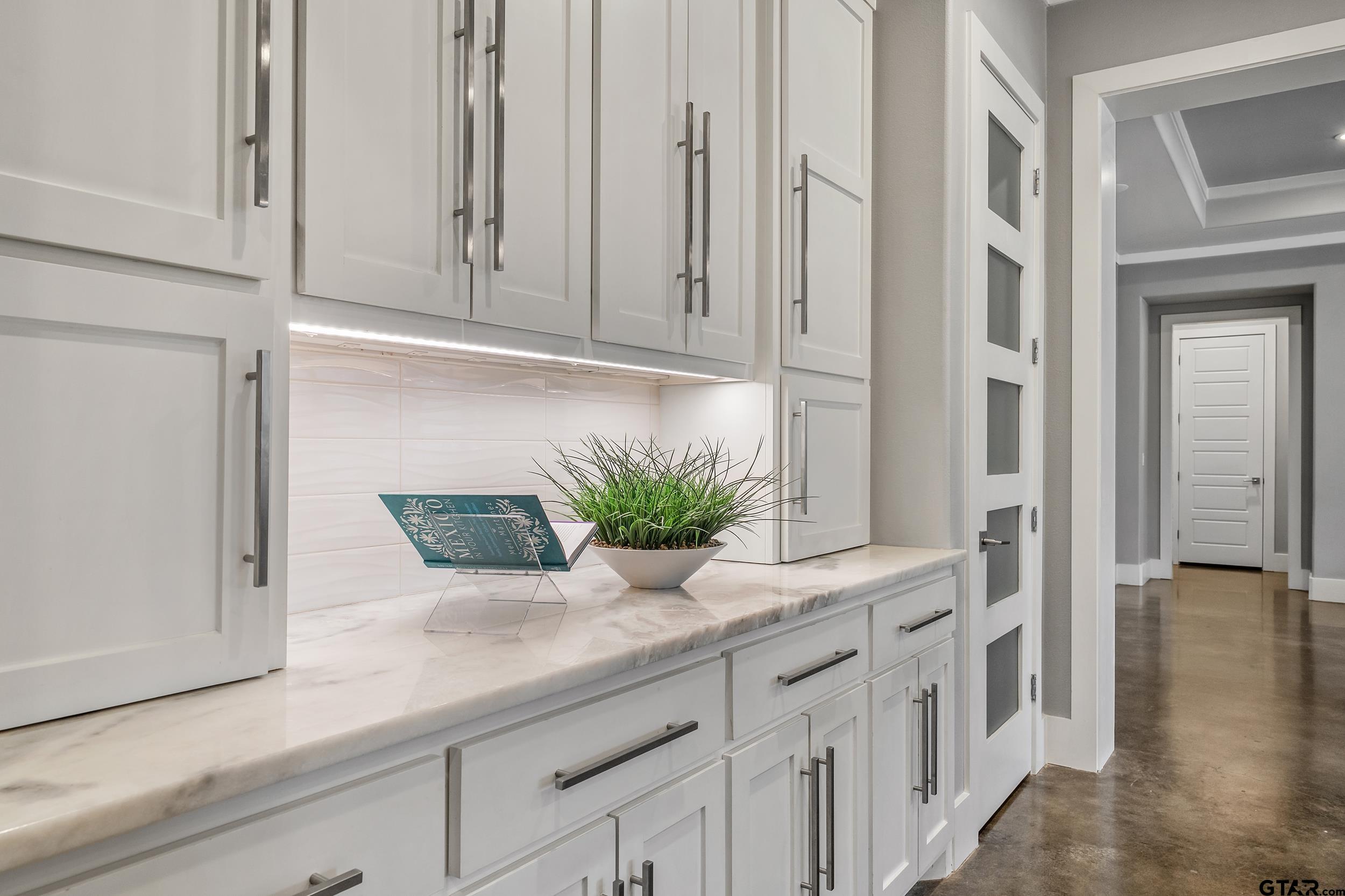 1569 Cooks Crossing Tyler, TX 75703 - Photo 13 of 39 a kitchen with stainless steel appliances white cabinets and a potted plant