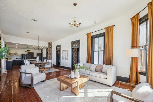 a view of a living room and a window