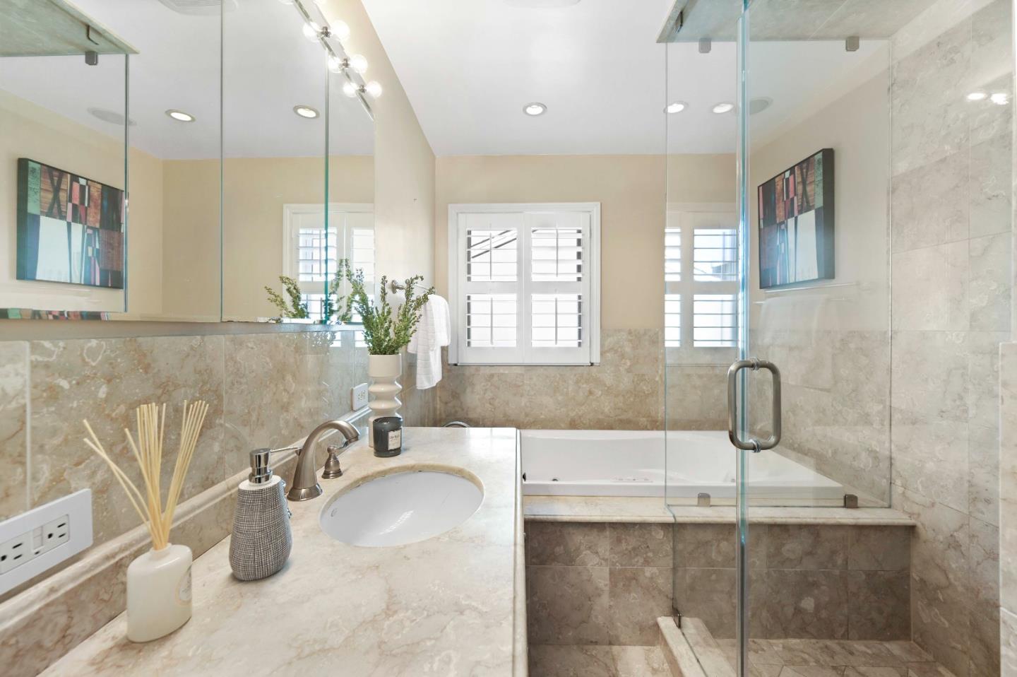 754 26th Avenue San Mateo, CA 94403 - Photo 41 of 57 a bathroom with a granite countertop sink mirror and double