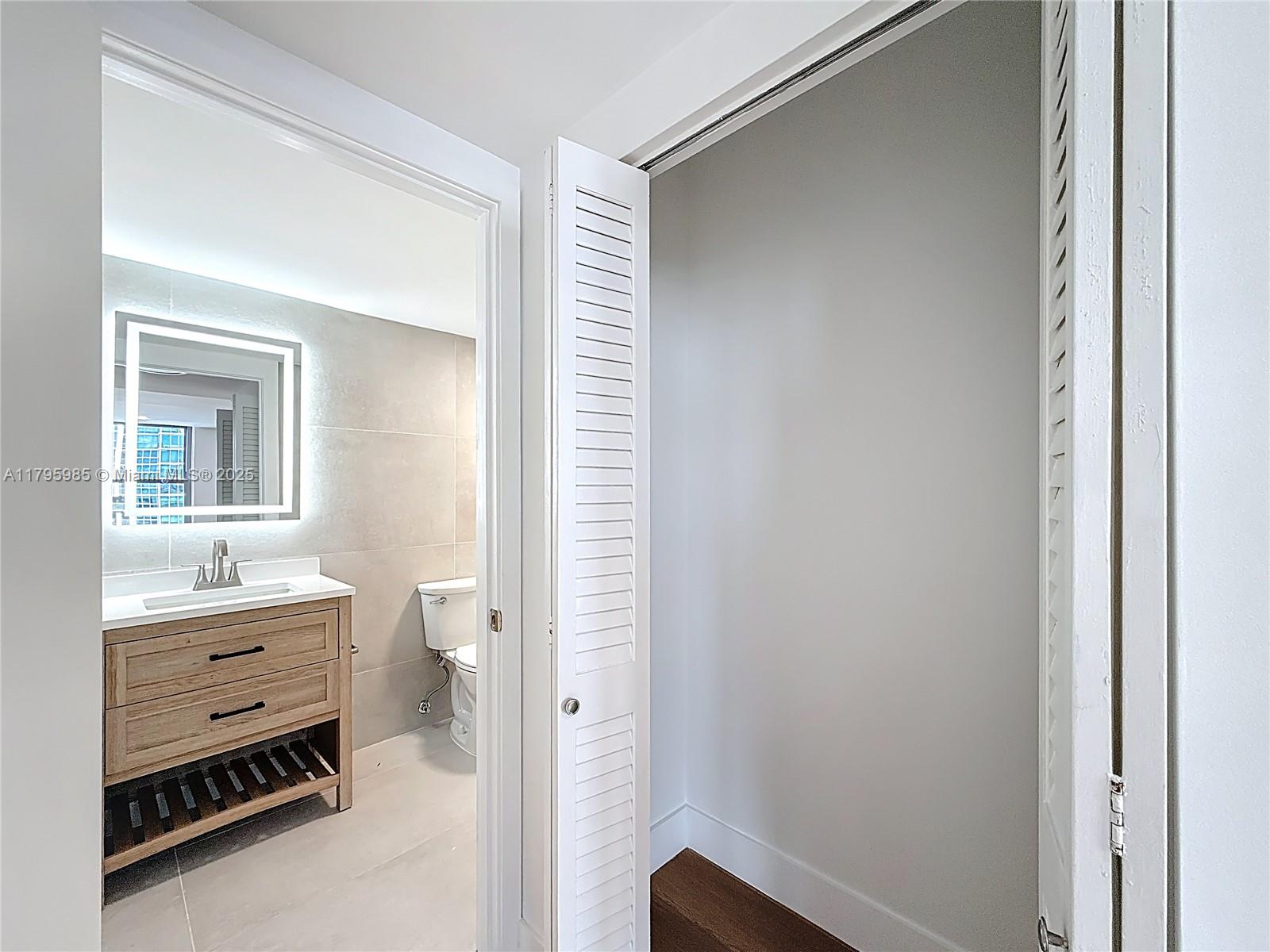 2899 Collins Avenue, Unit 1218 Miami Beach, FL 33140 - Photo 26 of 41 a room with a desk and a closet