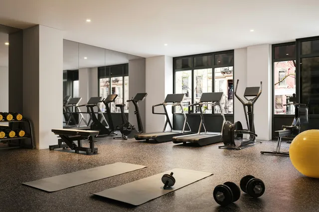 a view of a room with gym equipment