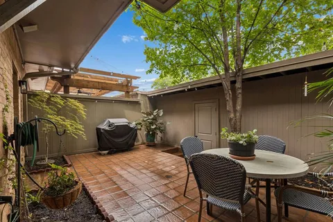 a front view of a house with patio