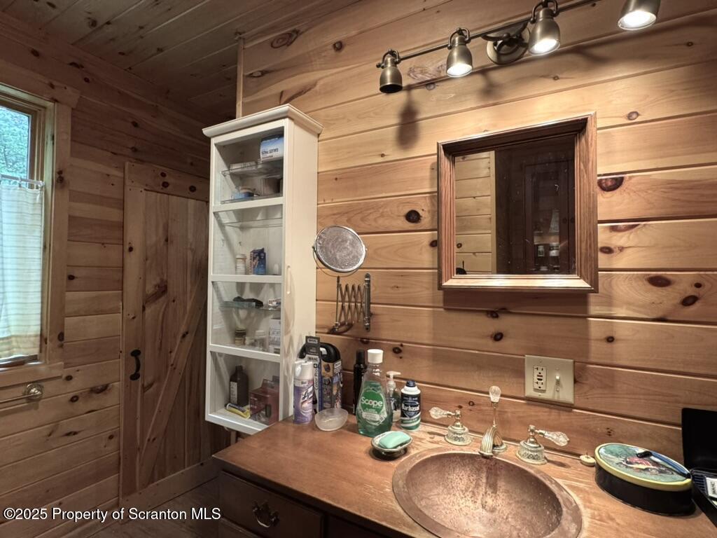 498 Penn-York Road Starlight, PA 18461 - Photo 24 of 48 a bathroom with a sink a vanity and shower