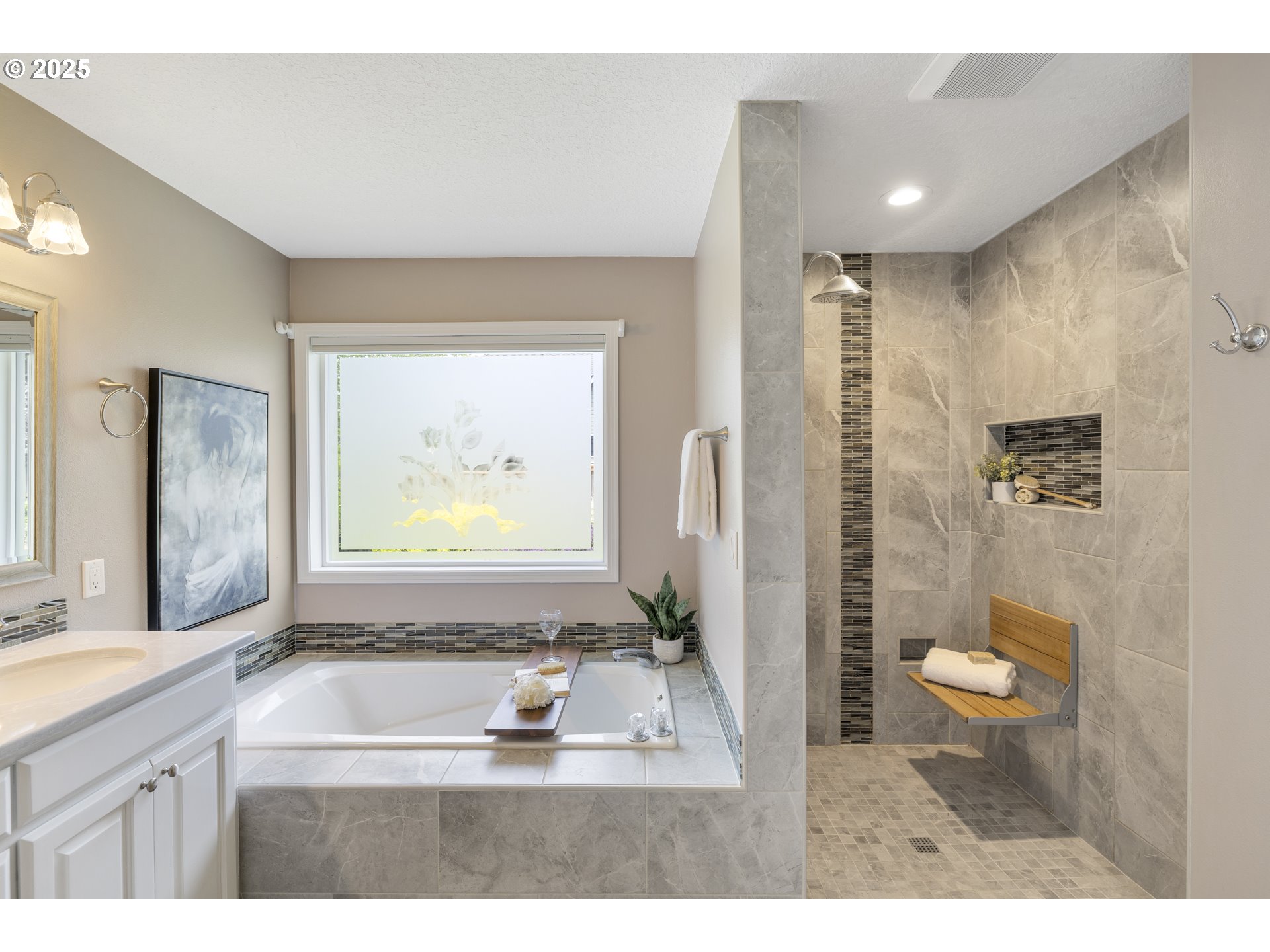28519 Southwest Cascade Loop Wilsonville, OR 97070 - Photo 24 of 38 a bathroom with a granite countertop sink a toilet and a mirror