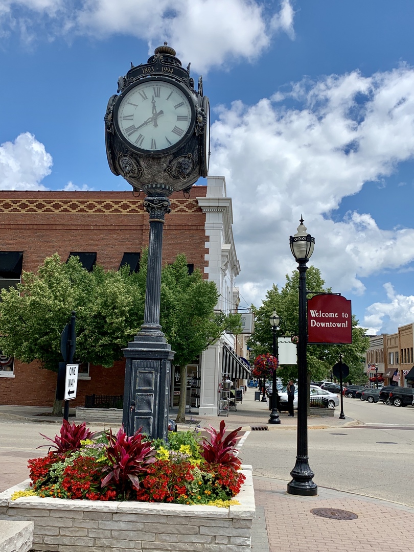 511 Coventry Lane, Unit 2 Crystal Lake, IL 60014 - Photo 32 of 40 a front view of a house with a fountain and a chandelier