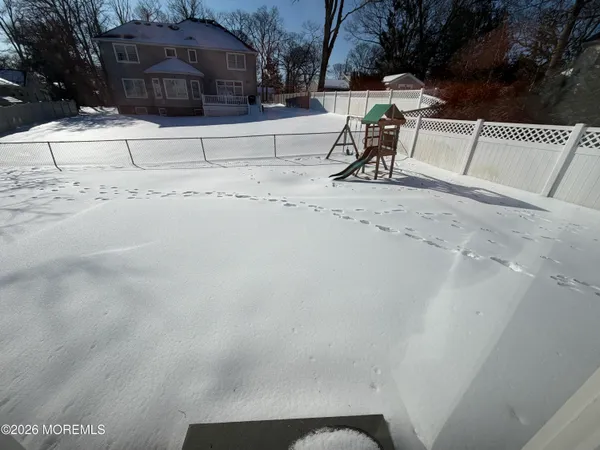 a view of a terrace with a bench