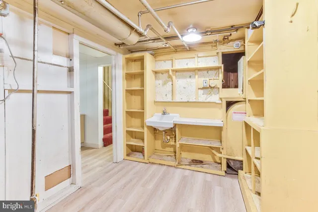 a view of walk in closet with empty racks