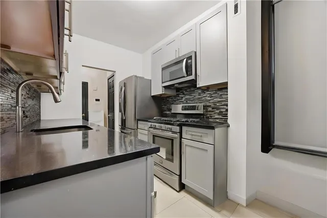 a close view of appliances and cabinets