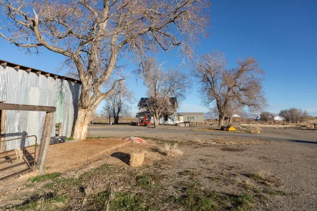 a view of a back yard of a house