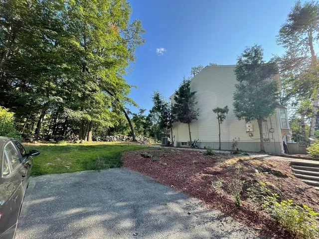 a view of a yard with a tree