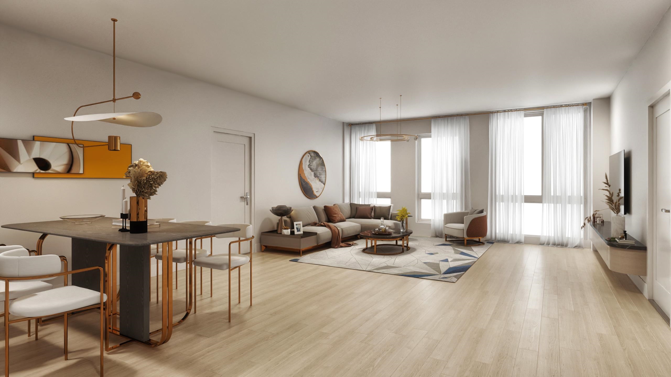 504 2nd Street, Unit 4W Hoboken, NJ 07030 - Photo 3 of 6 a living room with furniture and a large window