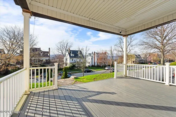 a view of a city from a balcony