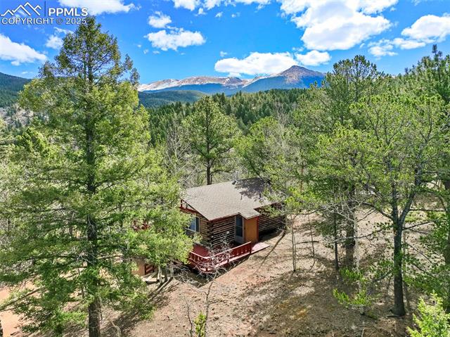 616 Timber Ridge Road Divide, CO 80814 - Photo 4 of 34 Bird's eye view featuring a view of trees and a mountain view