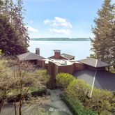 a view of a patio with chair and table