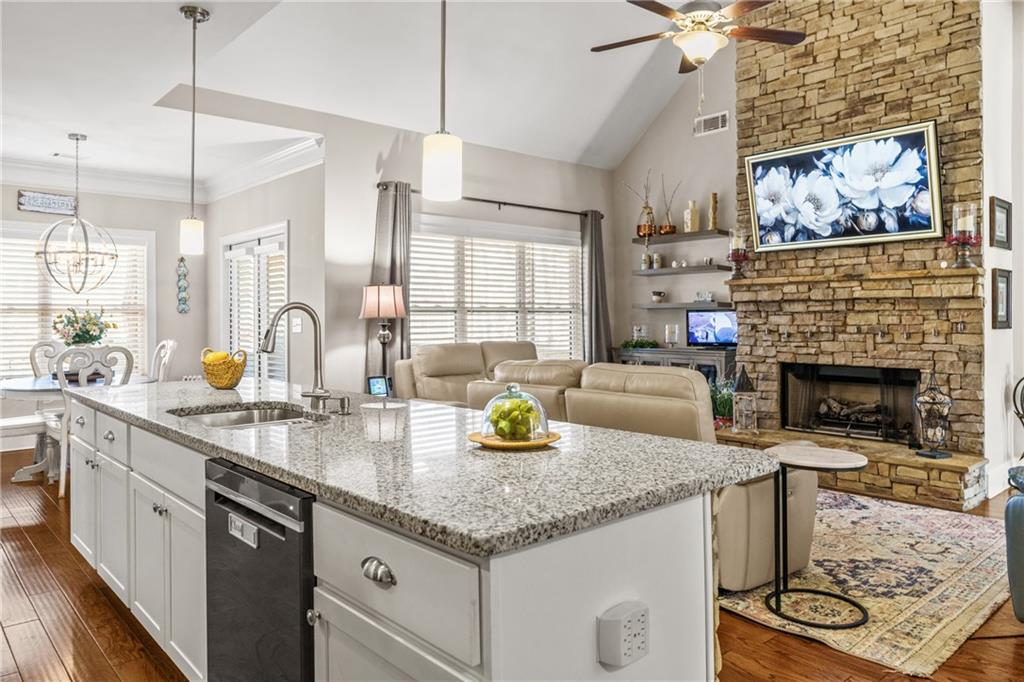 585 Hanover Drive Villa Rica, GA 30180 - Photo 14 of 72 a kitchen with sink and view of living room