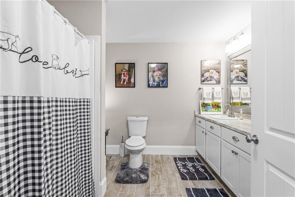 585 Hanover Drive Villa Rica, GA 30180 - Photo 44 of 72 a bathroom with a toilet a sink and a window