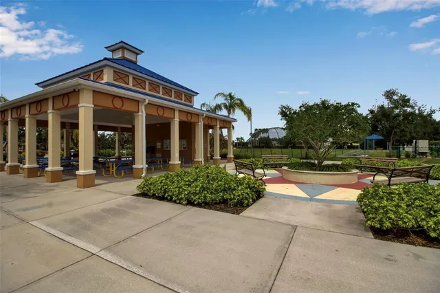 an aerial view of a house with outdoor space