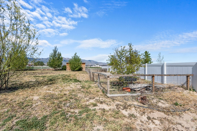 444 South Saddle Road Grantsville, UT 84029 - Photo 29 of 33 Expansive outdoor space featuring a partial privacy fence and a small wooden outbuilding