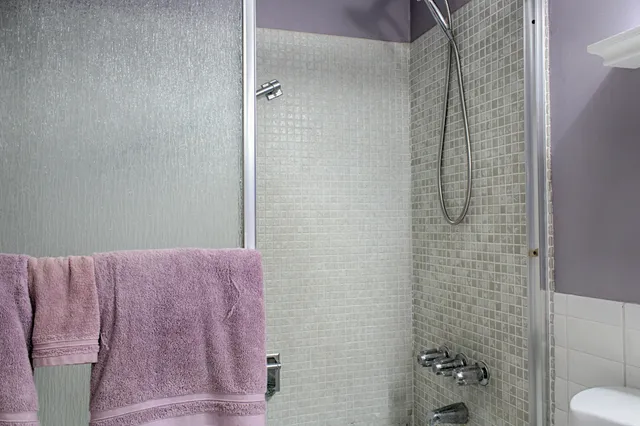 a bathroom with a bathtub